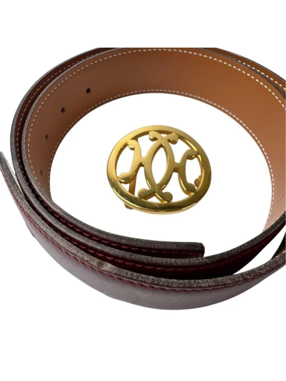 Hermes Double H Circle Logo Reversible Belt Vintage